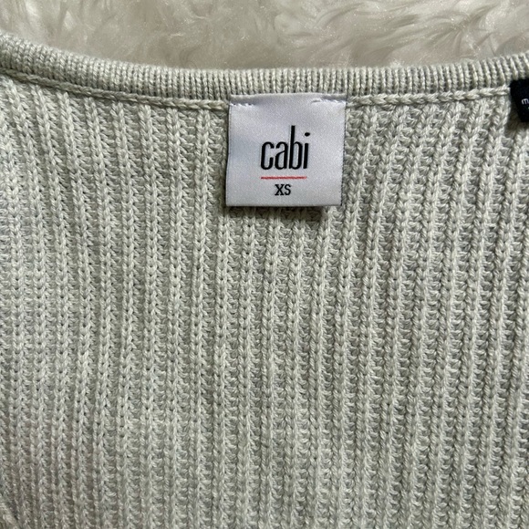 CABI DEEP V ZIP SIDE RIBBED SWEATER GRAY CLOUD XS - Picture 4 of 16
